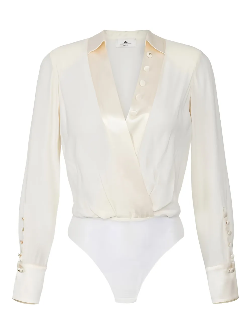Elisabetta Franchi crossover satin bodysuit | Neutrals | Image 1