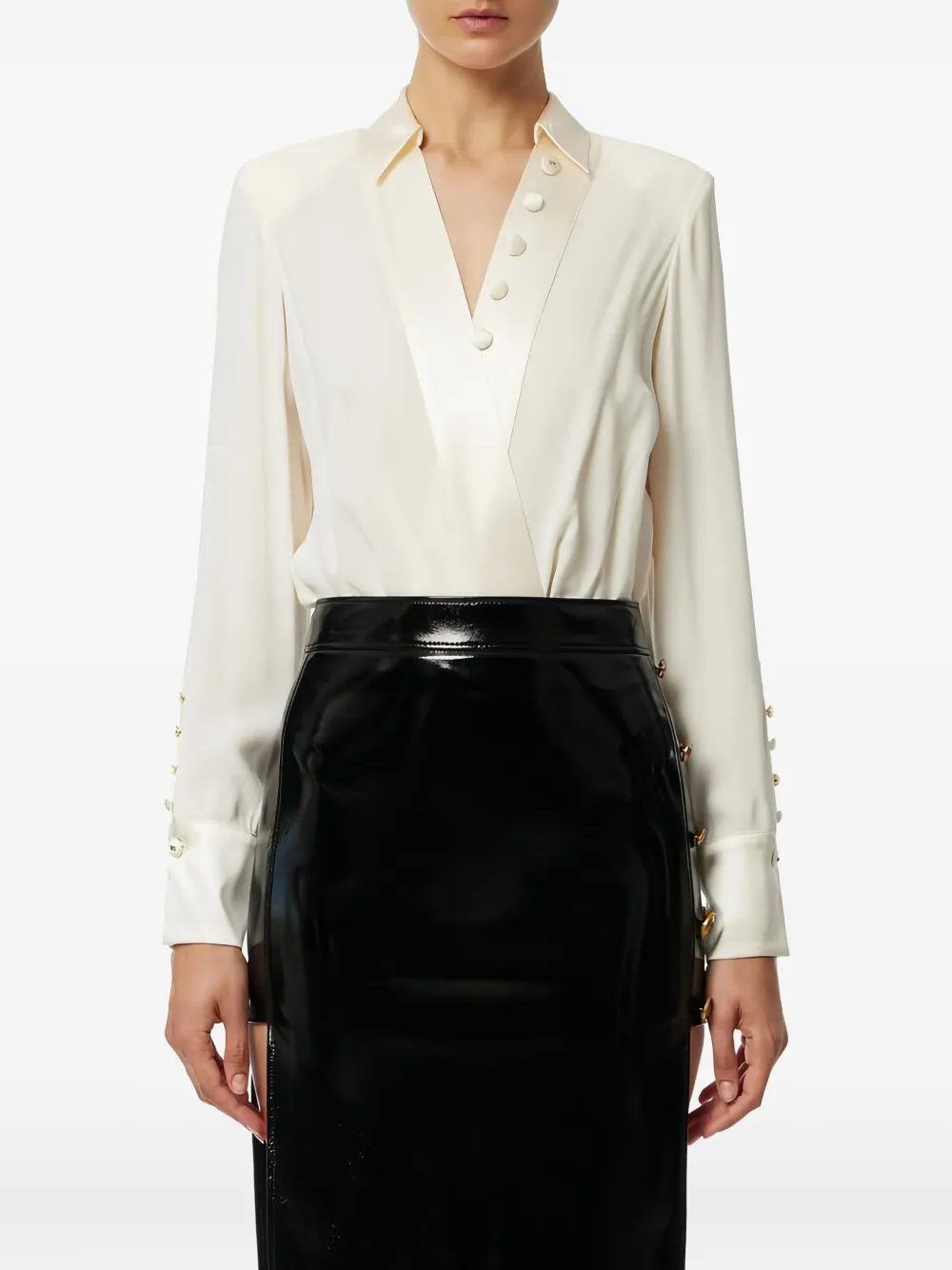 Elisabetta Franchi crossover satin bodysuit | Blouses | Image 2