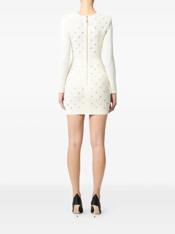 Elisabetta Franchi diamond-pattern Button Mini Dress | White | FARFETCH ID