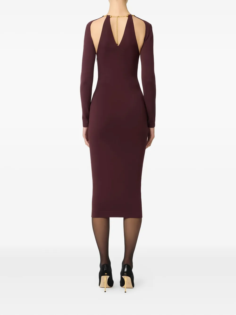 Elisabetta Franchi Gebreide midi-jurk met slangenprint Rood