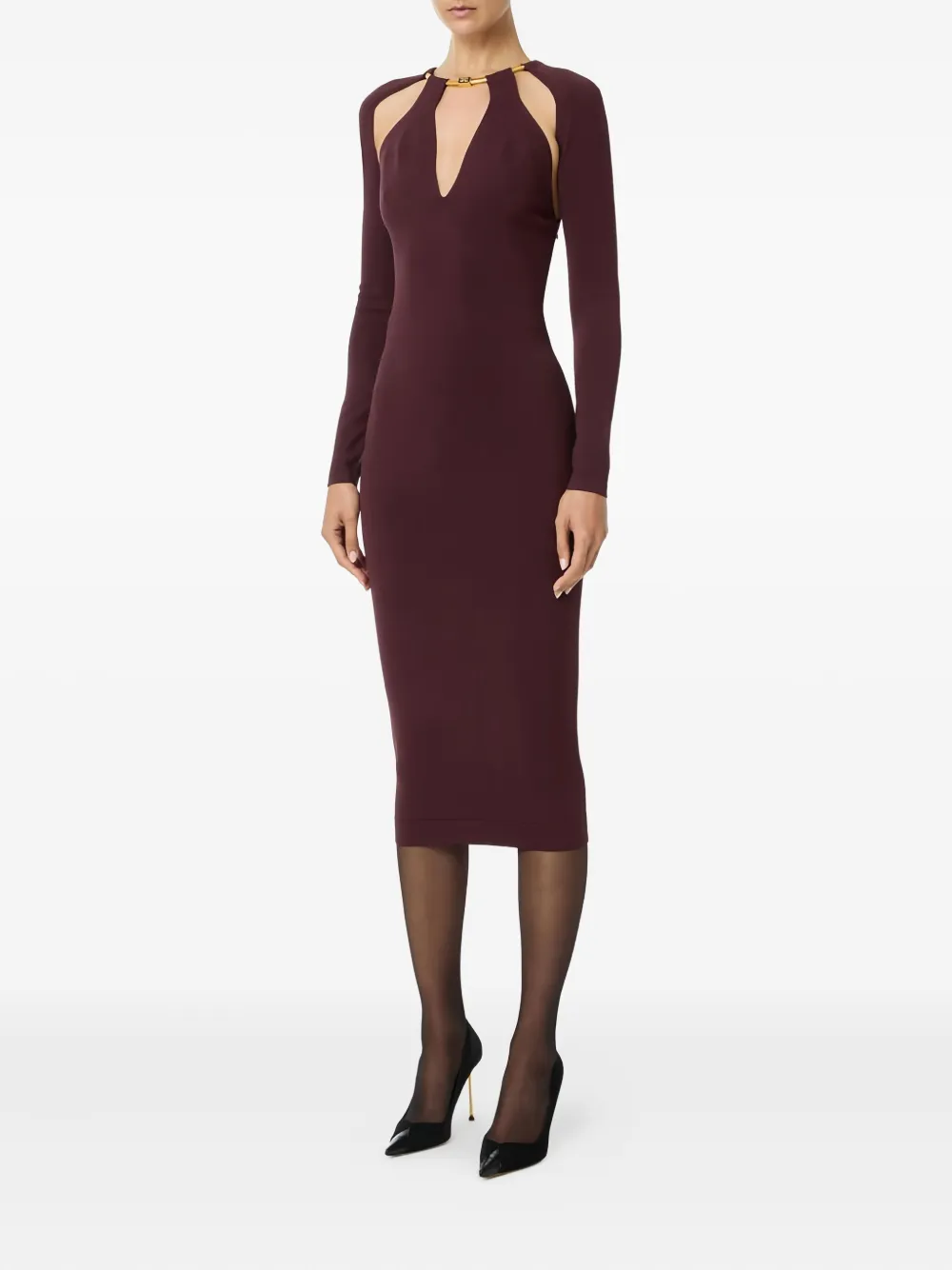 Elisabetta Franchi jewel-snake midi knit dress - Rood