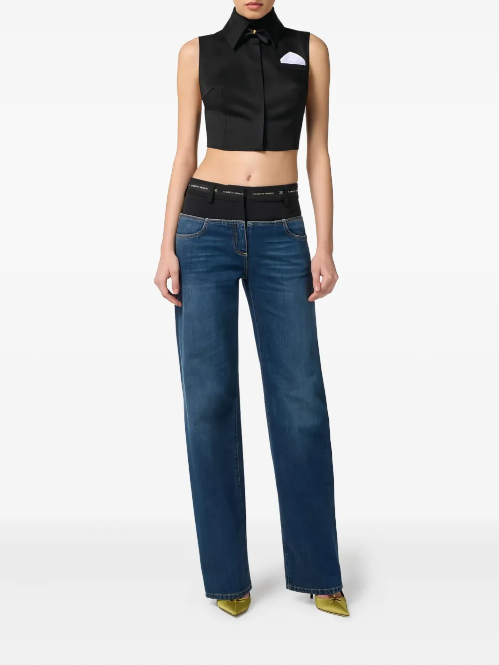 Elisabetta Franchi bow-detail pocket shirt - Zwart