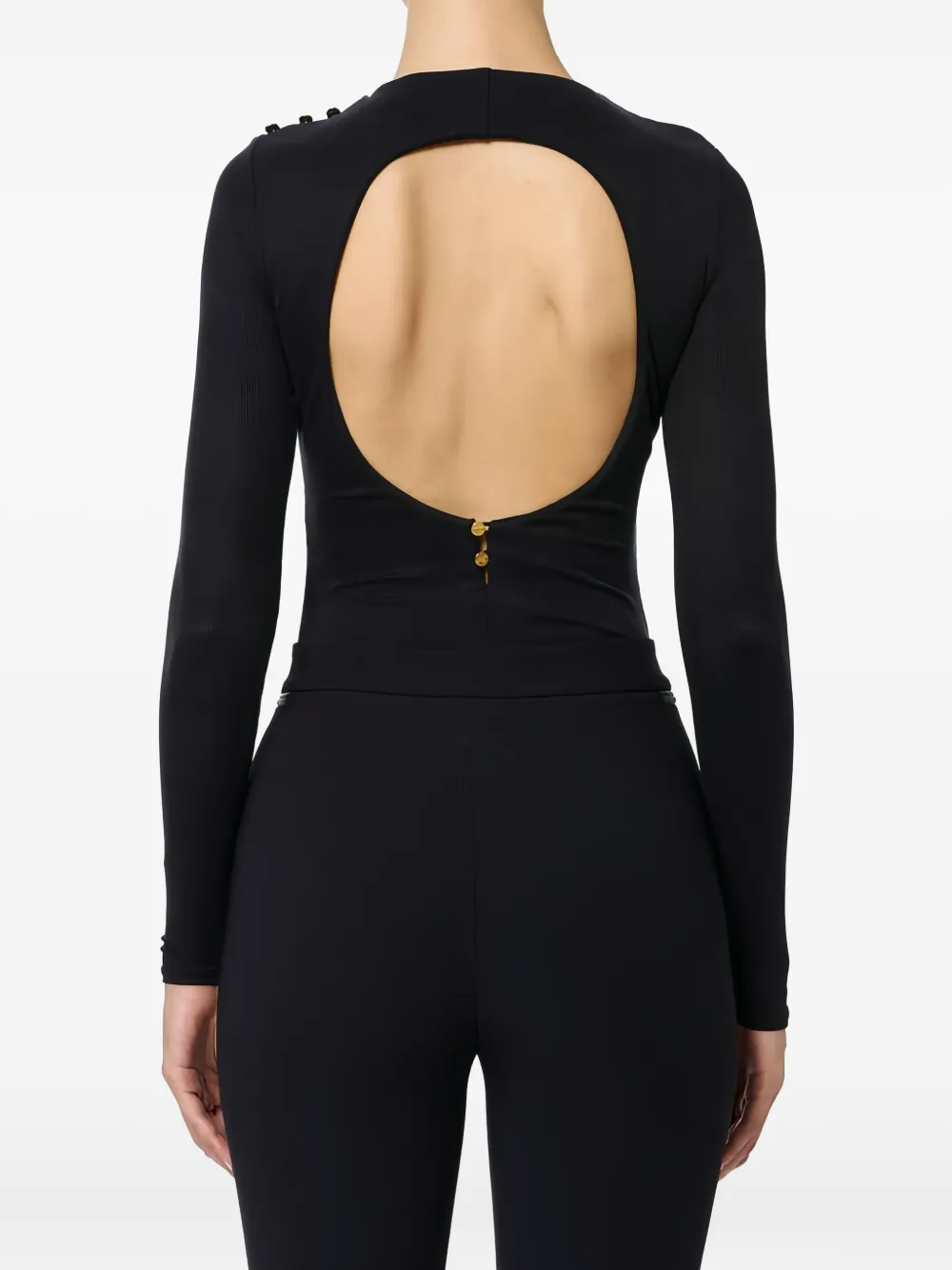 Elisabetta Franchi Draped Button Long-sleeve T-shirt In Black
