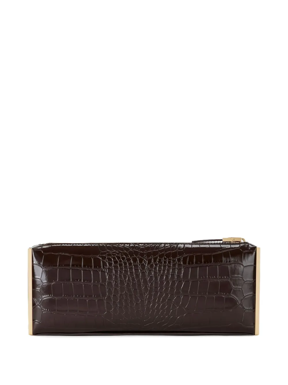 Elisabetta Franchi crocodile-effect baguette clutch bag - Bruin