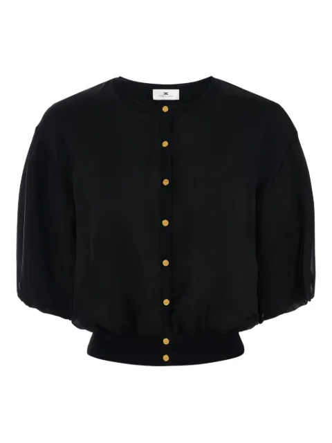 Elisabetta Franchi jewel-button puffed-sleeve cardigan