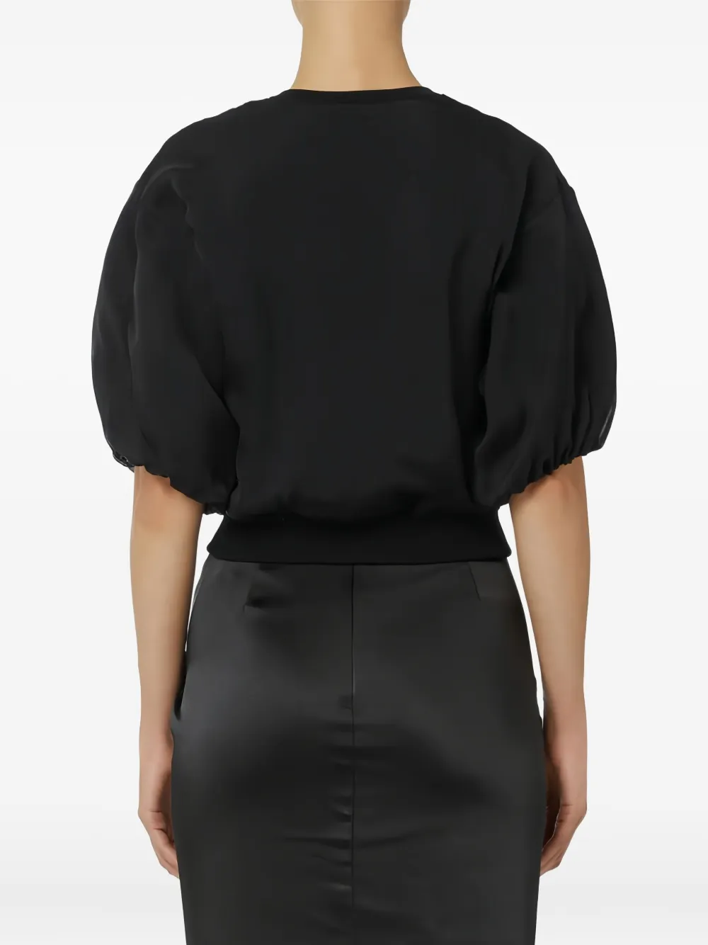 Elisabetta Franchi Vest met pofmouwen en sierknopen Zwart