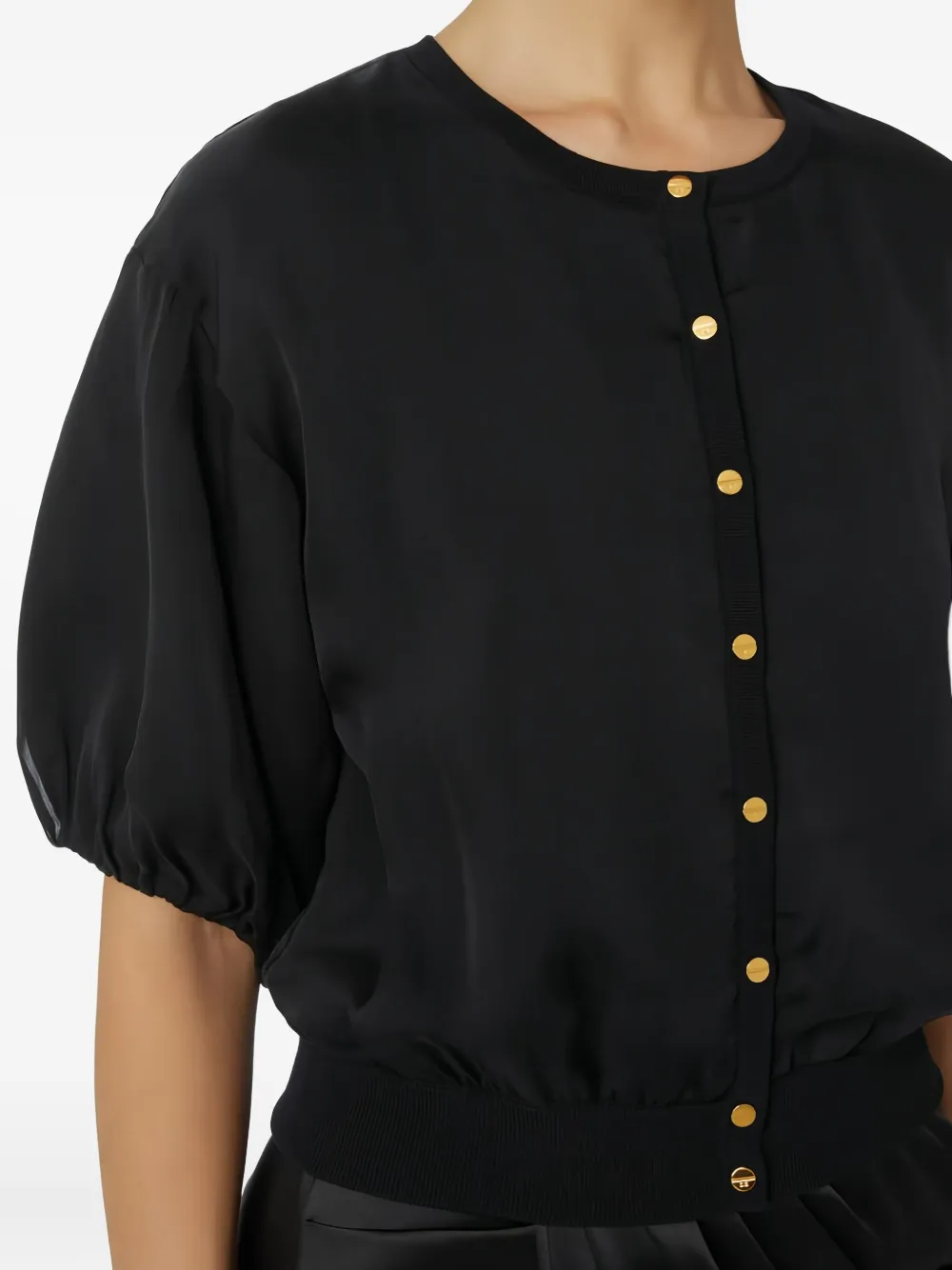 Elisabetta Franchi Vest met pofmouwen en sierknopen Zwart