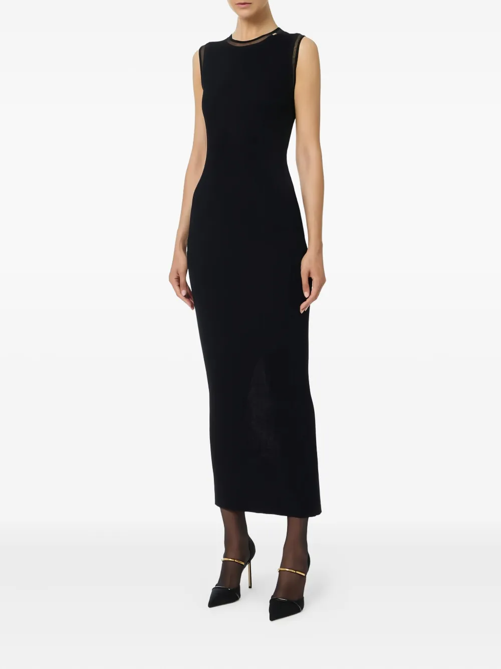 Elisabetta Franchi ribbed logo-detail midi dress - Zwart