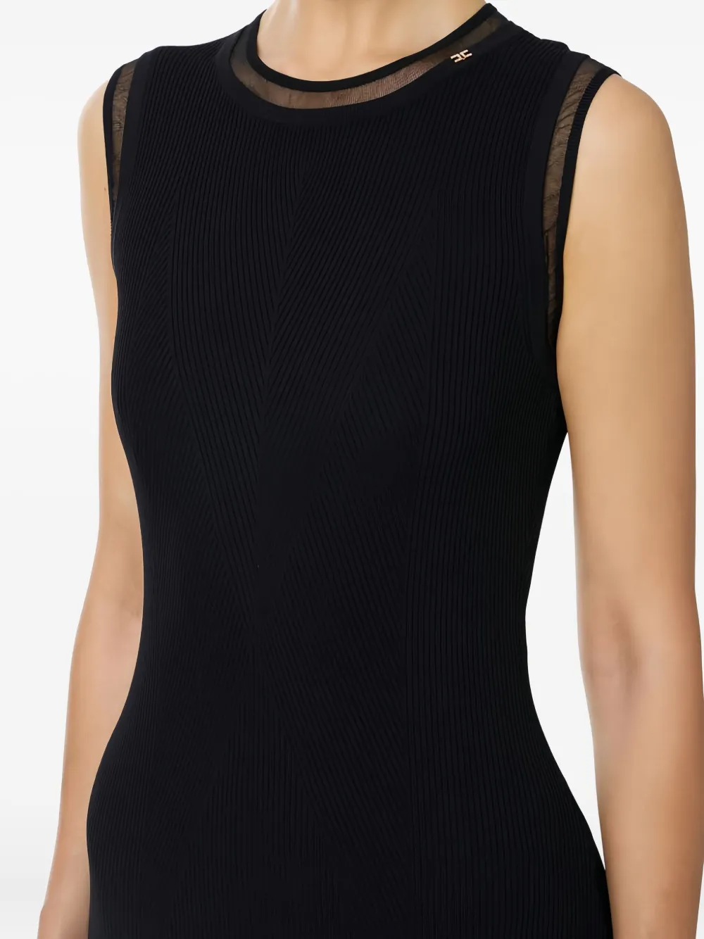 Elisabetta Franchi Geribbelde jurk met logodetail Zwart