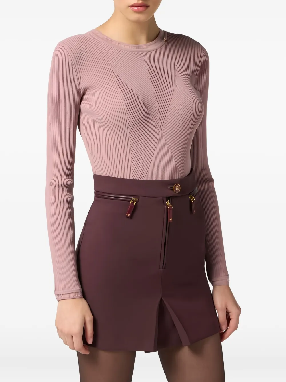 Elisabetta Franchi Geribbelde sweater Roze
