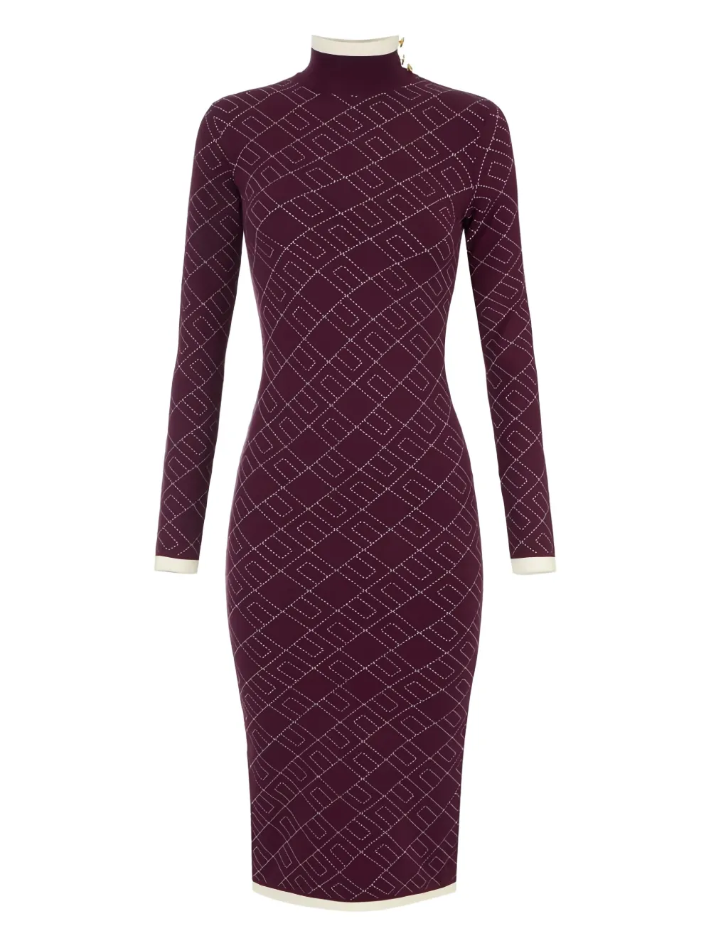 Elisabetta Franchi Decorative-button Jacquard Knit Midi Dress In Red