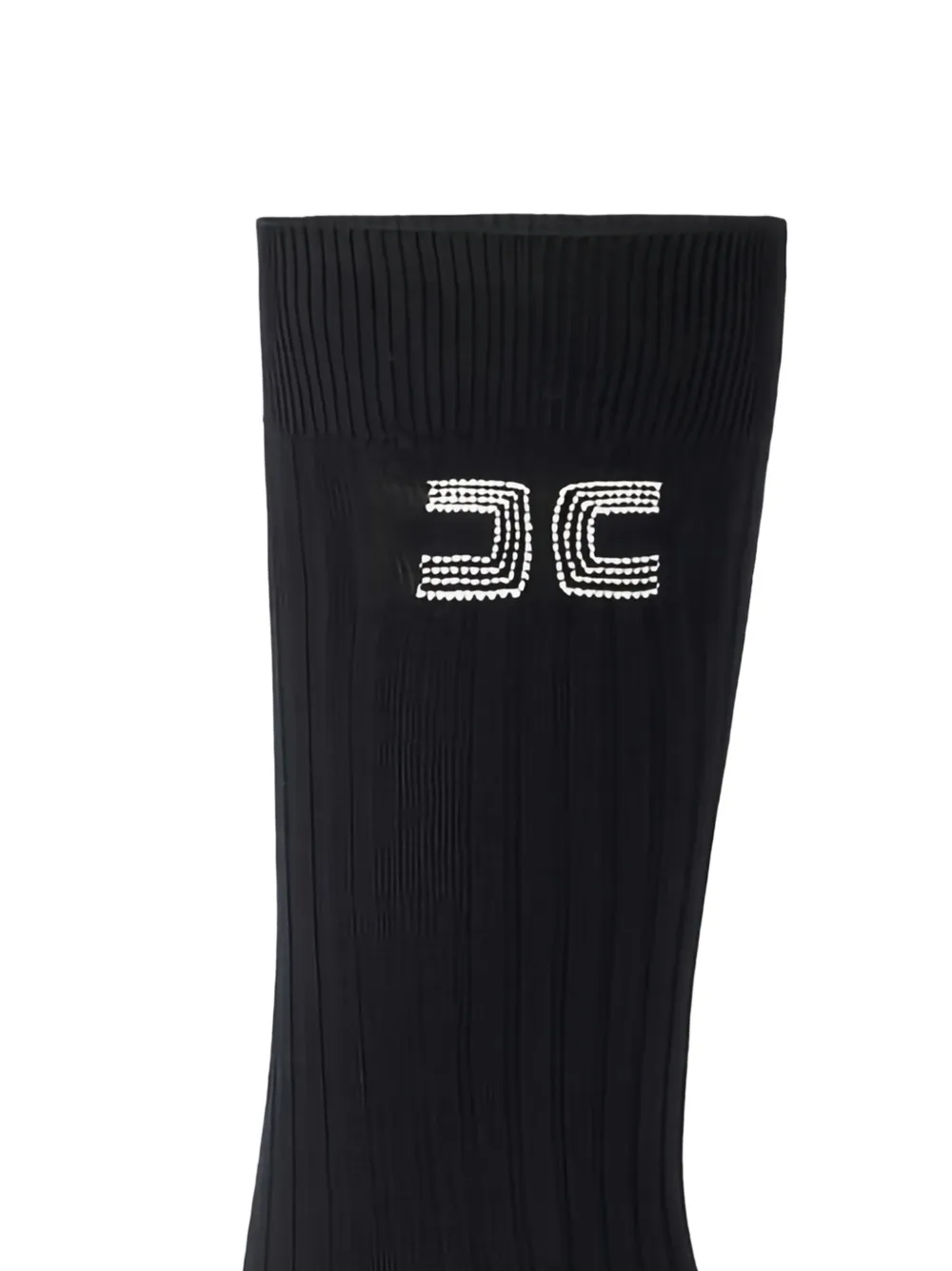 Elisabetta Franchi Ribgebreide sokken met geborduurd logo Zwart