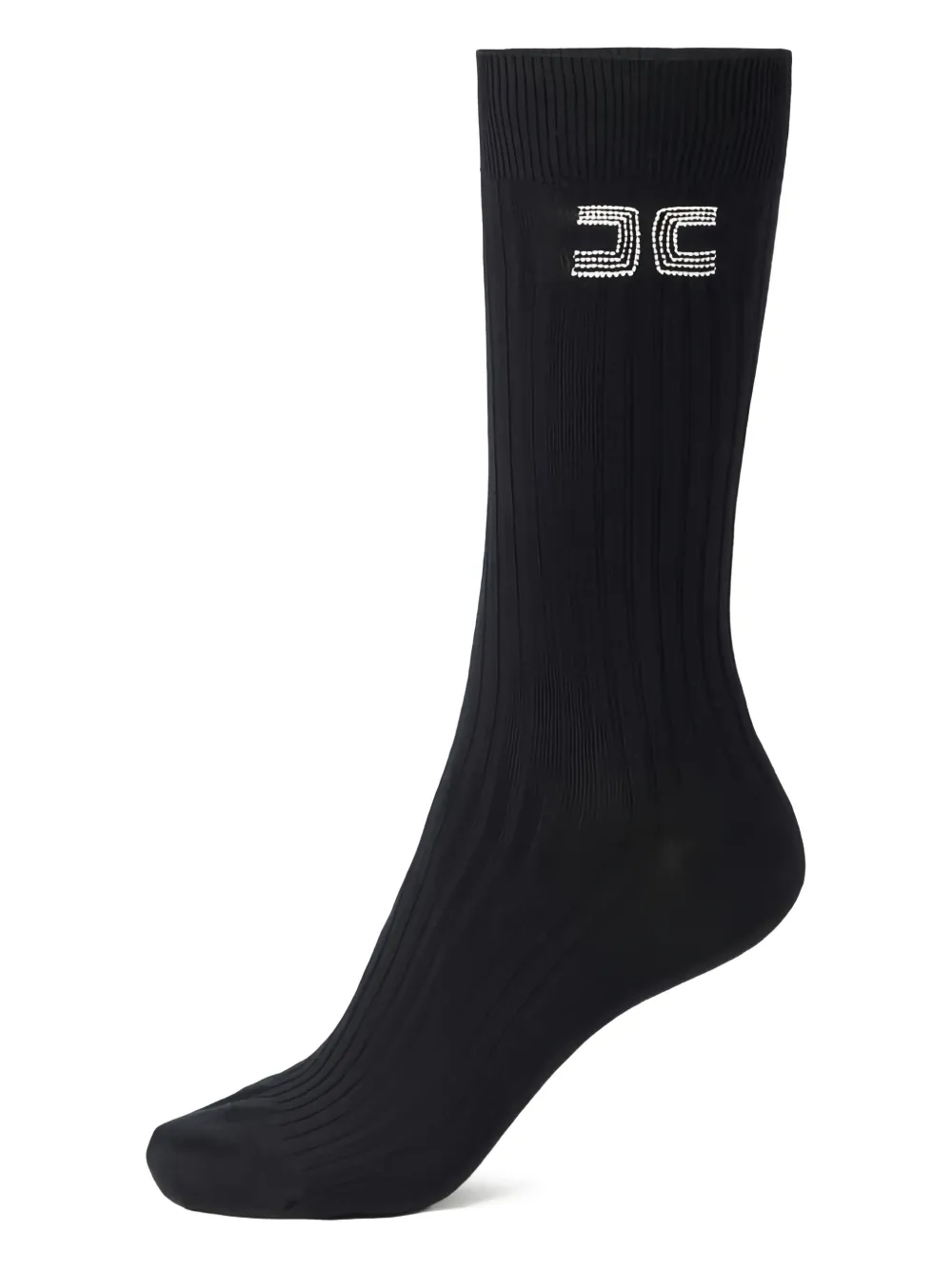 Elisabetta Franchi ribbed-knit logo-embroidery socks - Nero