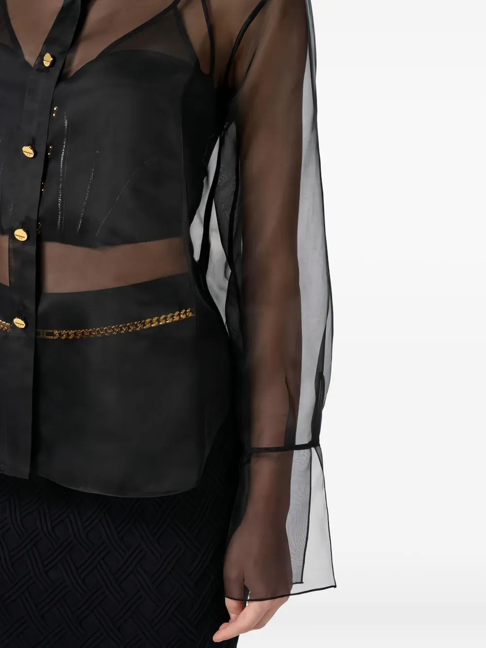 Elisabetta Franchi Button Blouse In Black