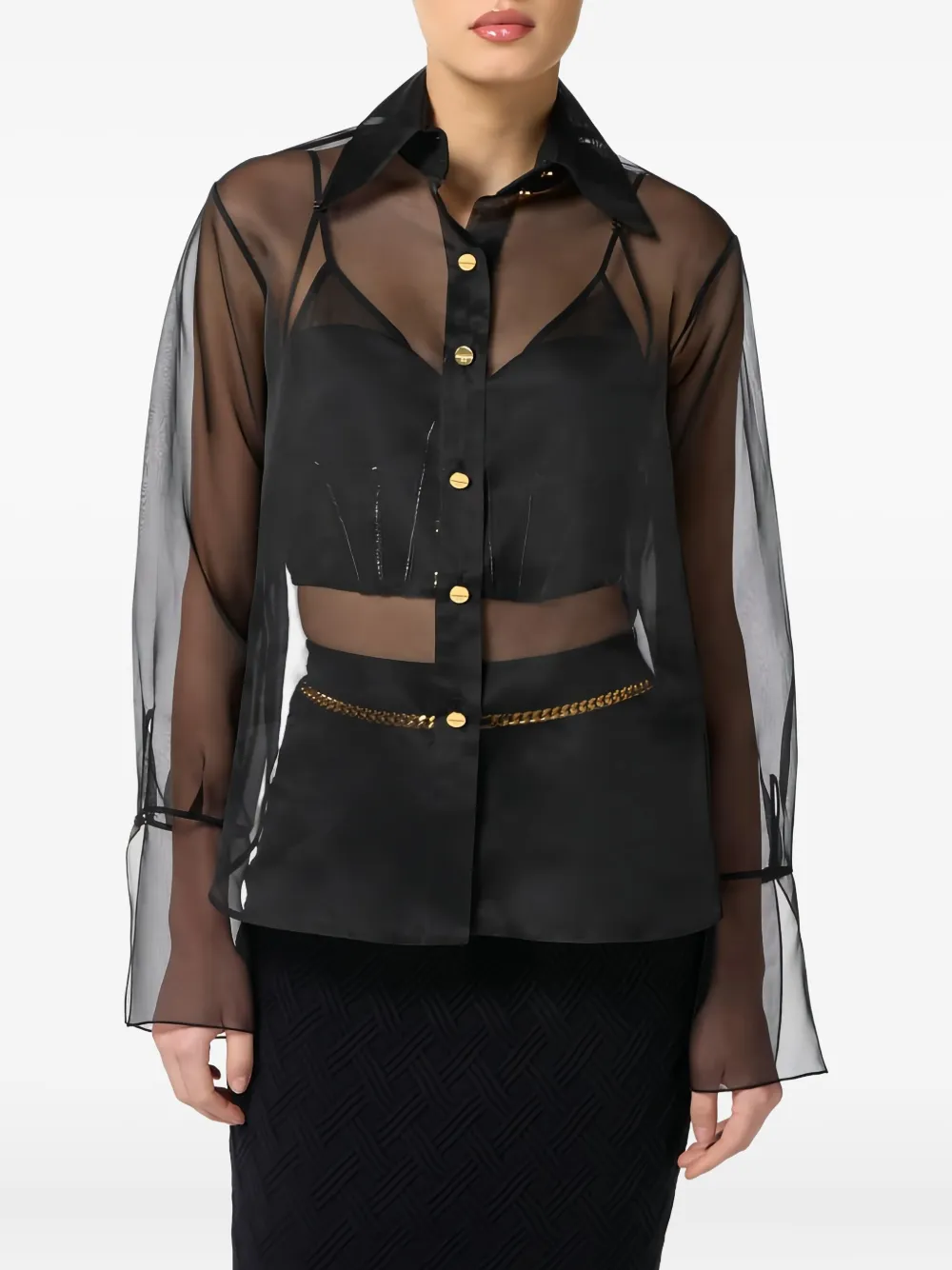 Elisabetta Franchi Button Blouse In Black