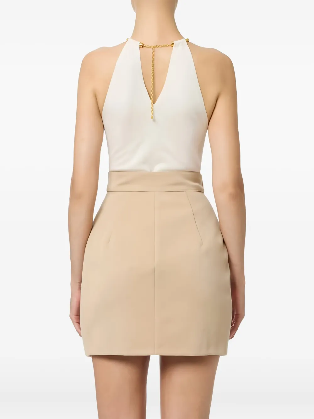Elisabetta Franchi Gebreide haltertop Beige