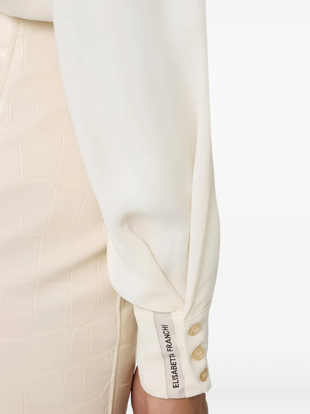 Elisabetta Franchi Draped-detail Long-sleeve Bodysuit In White