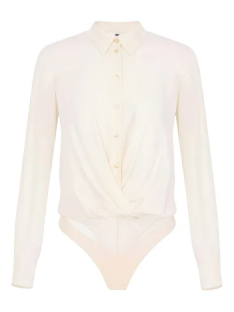Elisabetta Franchi body manga larga con detalle drapeado