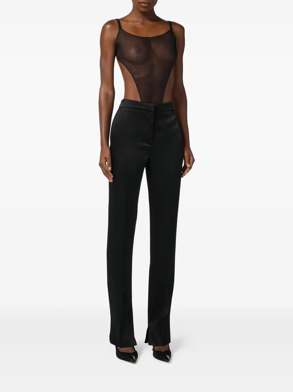 Elisabetta Franchi Snake-pattern Tulle Bodysuit In Black