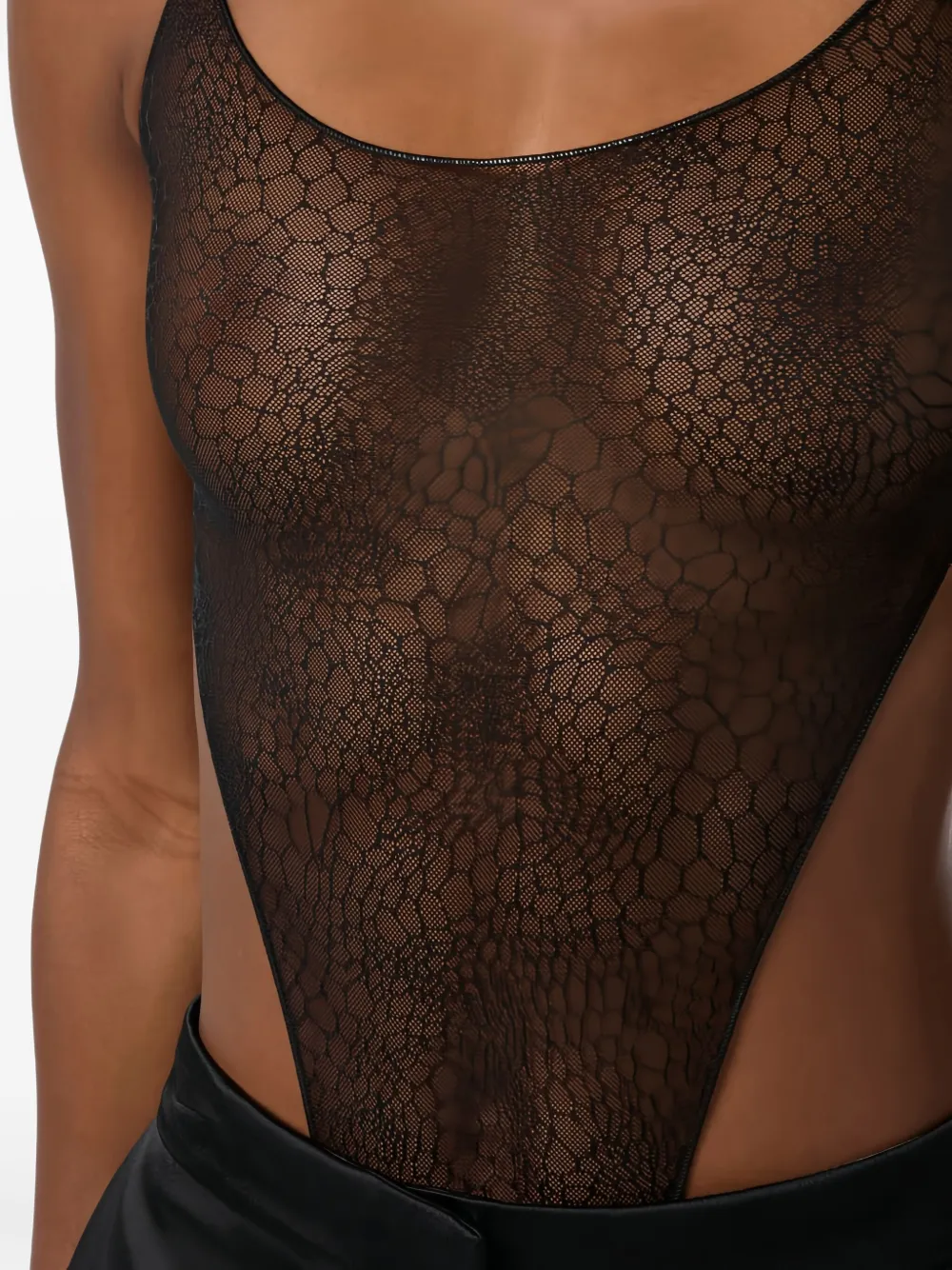 Elisabetta Franchi snake-pattern tulle bodysuit | Blouses | Image 2