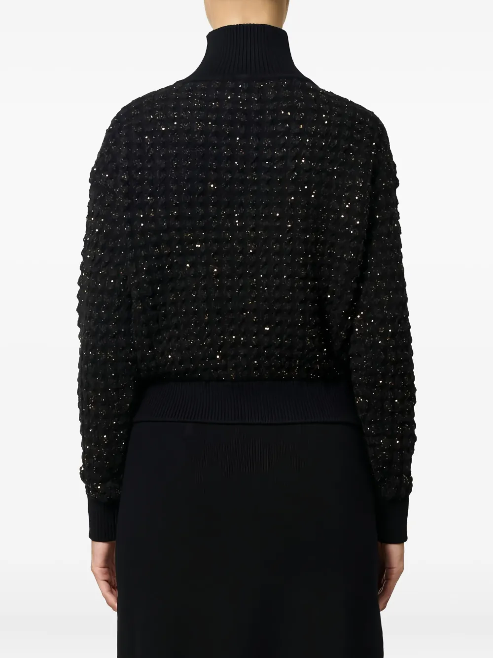 Elisabetta Franchi Bouclé trui met hoge kraag Zwart