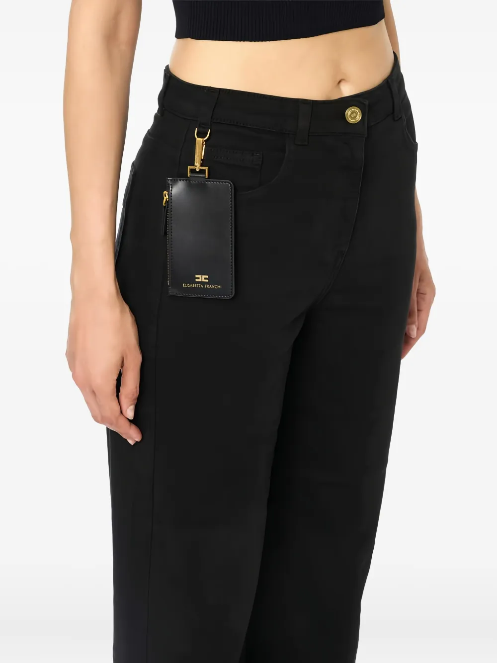 Elisabetta Franchi Jeans van katoenblend met vijf zakken Zwart