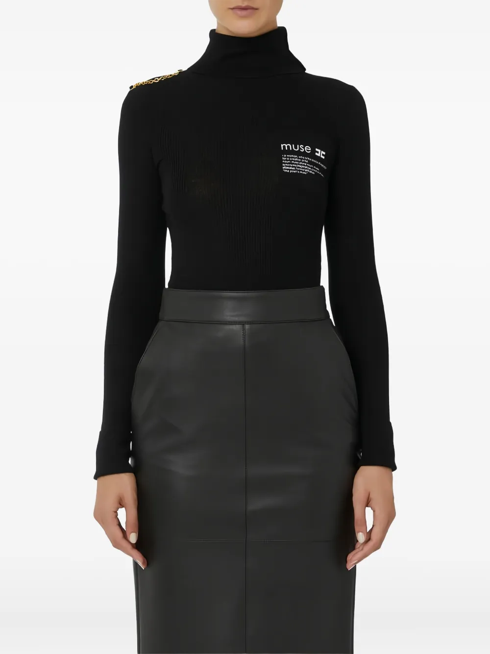 Elisabetta Franchi Turtleneck Knitted Top In Black