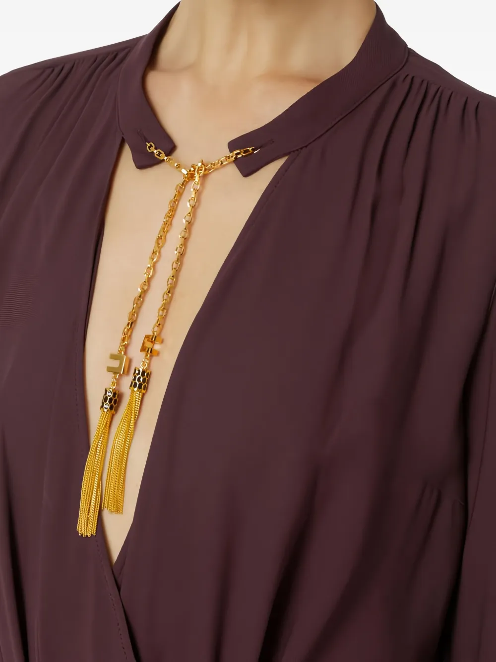 Elisabetta Franchi Georgette body met juwelen detail Rood