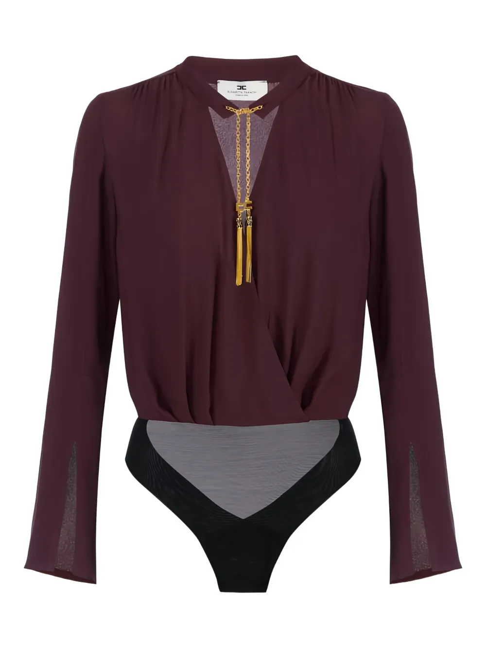 Elisabetta Franchi Georgette jewel-detail bodysuit | Red | Image 1