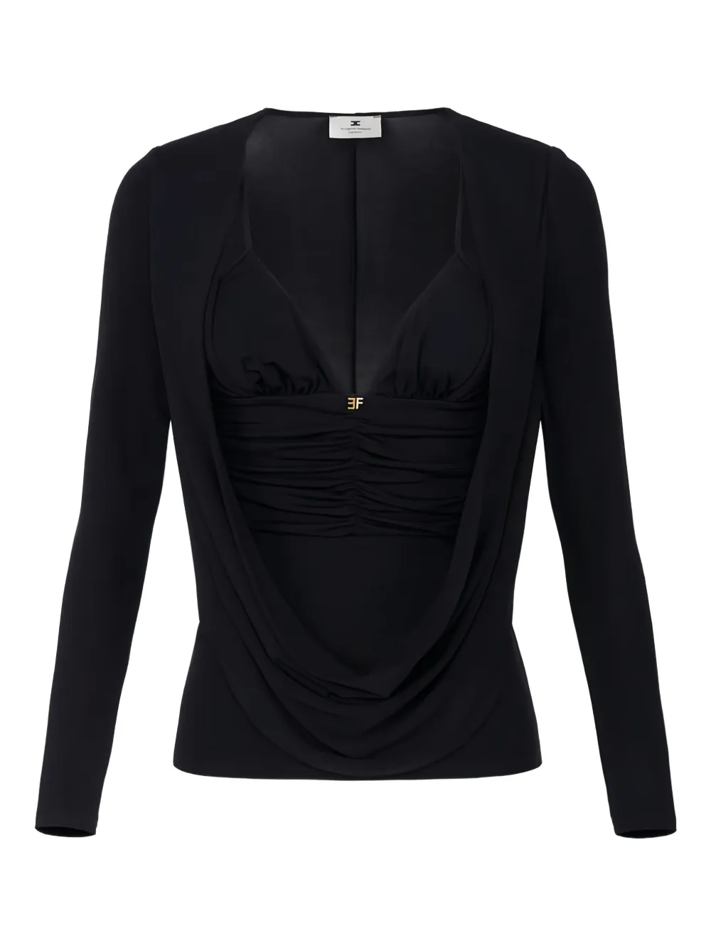 Elisabetta Franchi Draped-design Logo-detail Top In Black