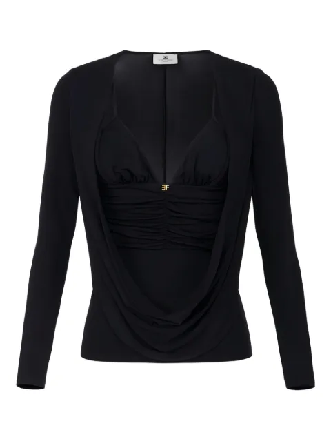 Elisabetta Franchi draped-design logo-detail top