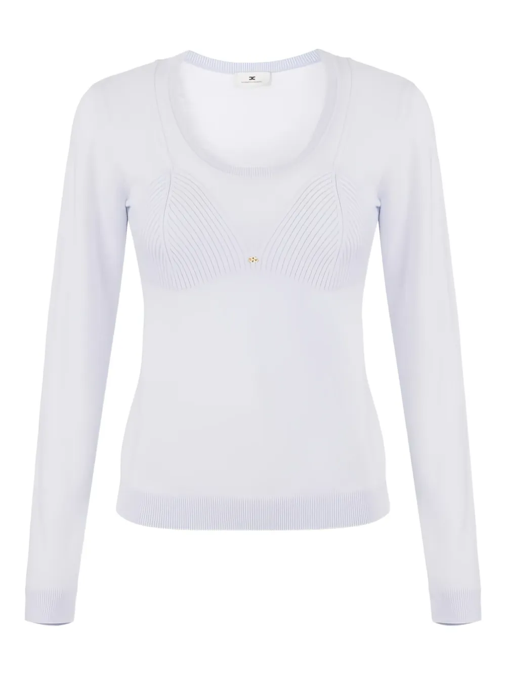 Elisabetta Franchi Jewel-logo Wool-blend Top In White