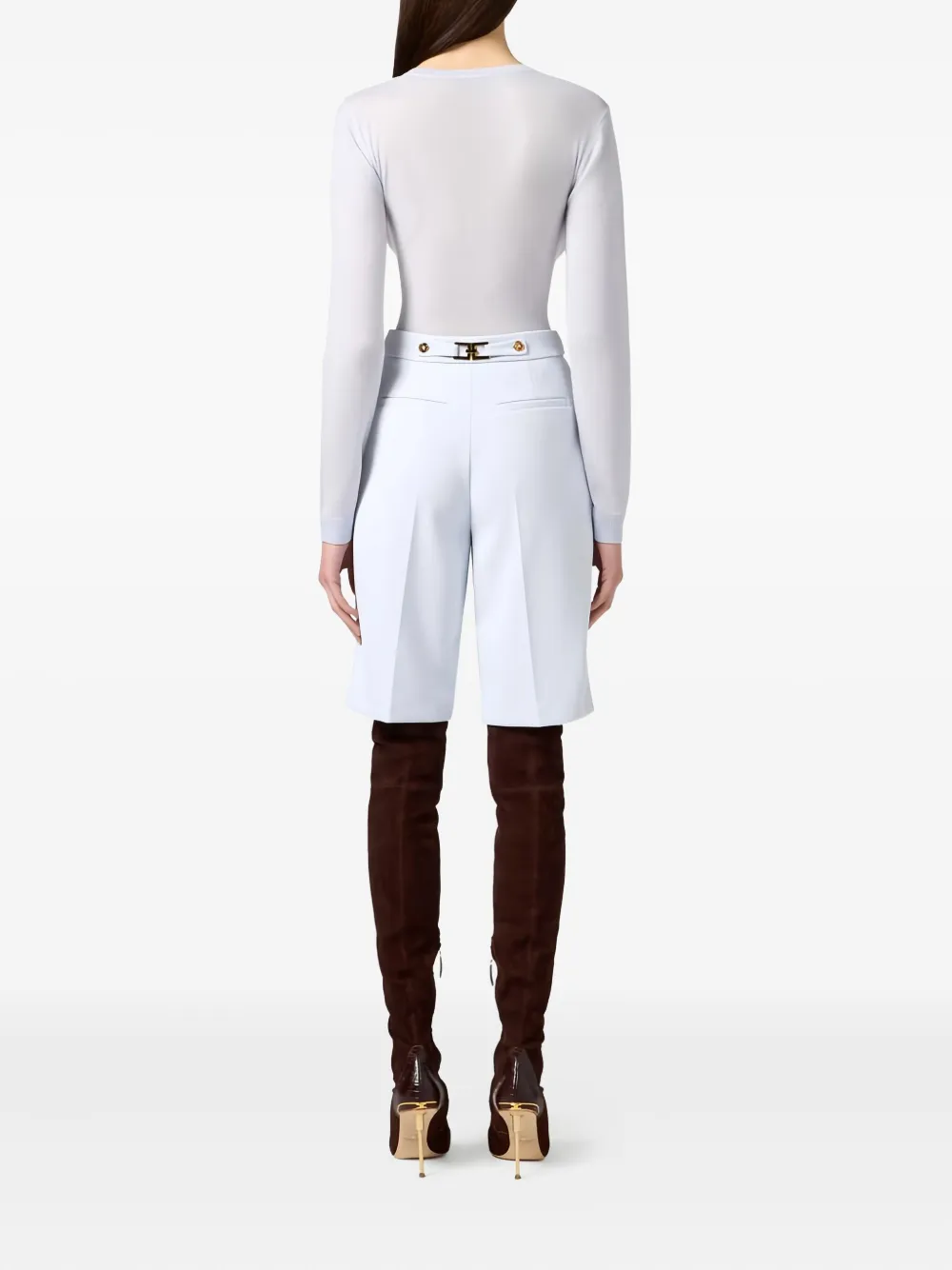 Elisabetta Franchi Jewel-logo Wool-blend Top In White