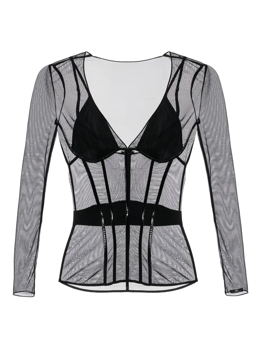Elisabetta Franchi Tulle Blouse In Black