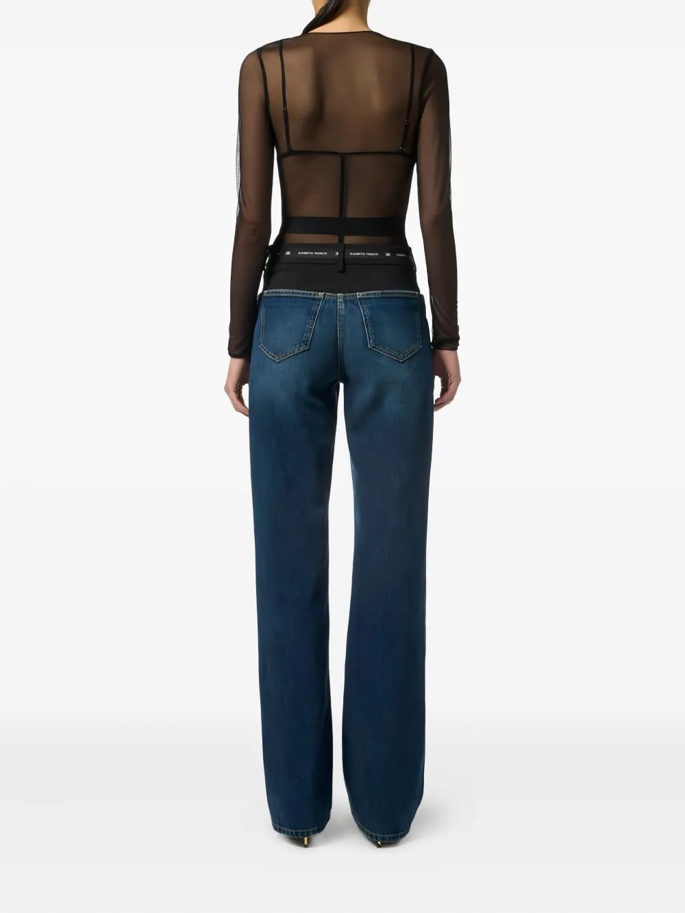 Elisabetta Franchi Tulle Blouse In Black