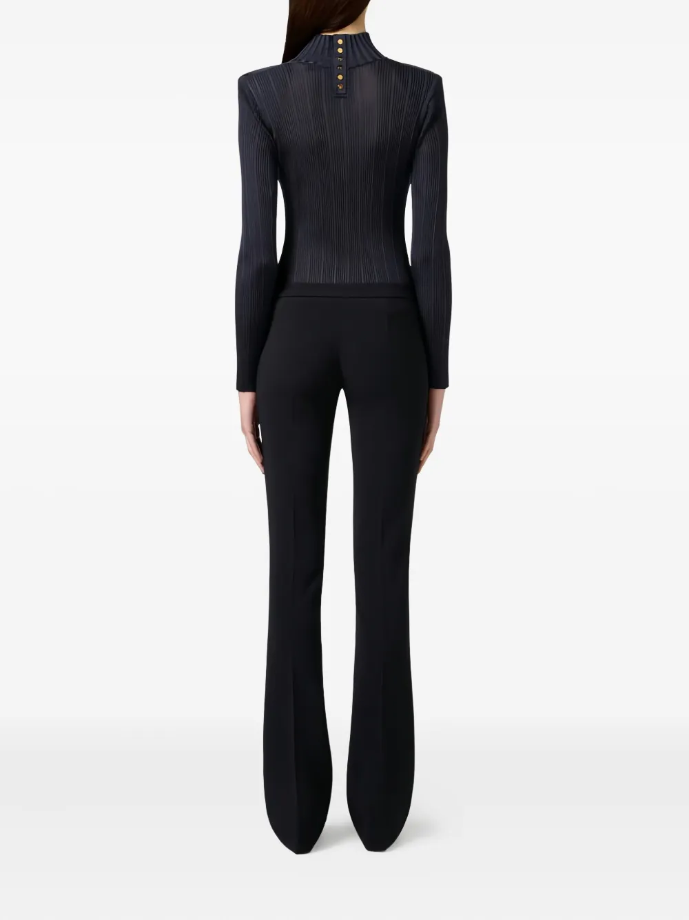 Elisabetta Franchi Top met hoge hals en logodetail Blauw