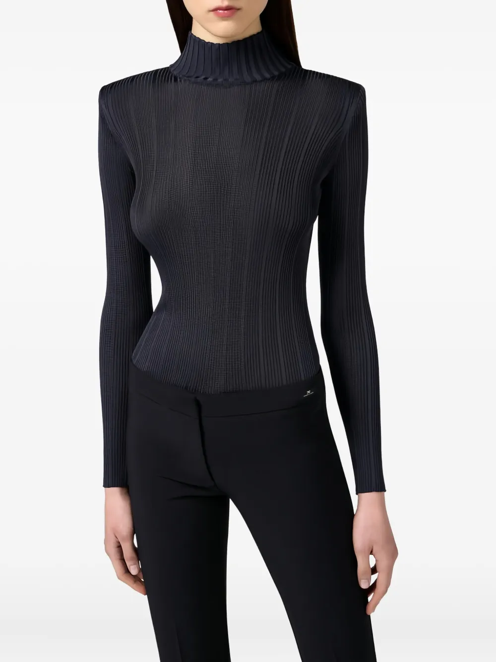 Elisabetta Franchi Top met hoge hals en logodetail Blauw