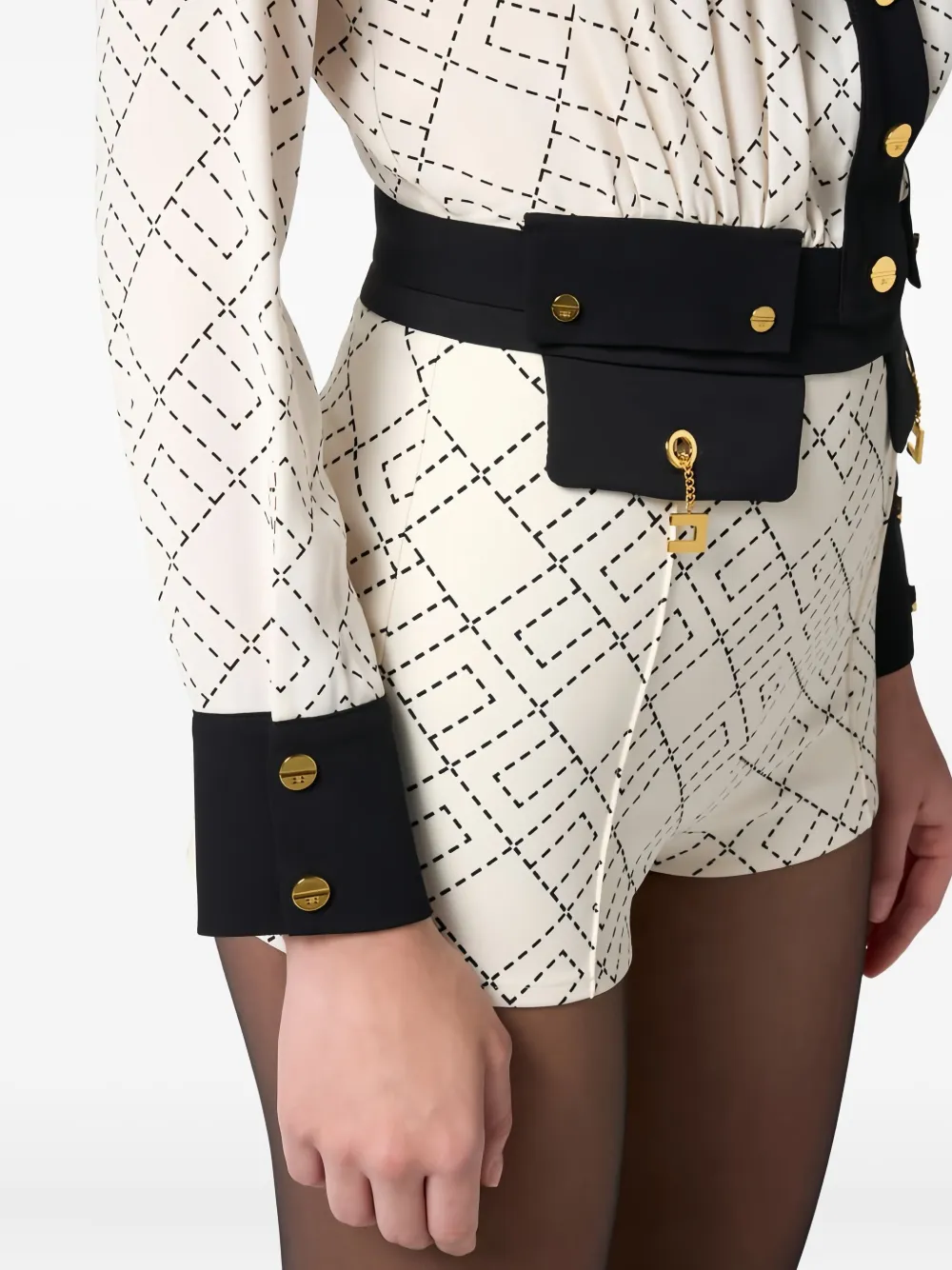 Elisabetta Franchi Shorts met bedelprint Beige