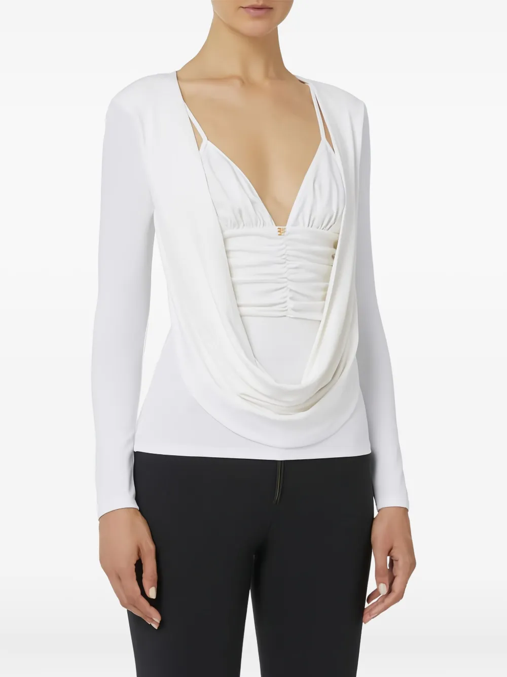 Elisabetta Franchi Draped Blouse In White