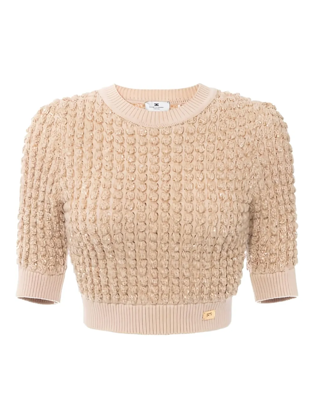 Elisabetta Franchi Cropped Knitted Top In Brown
