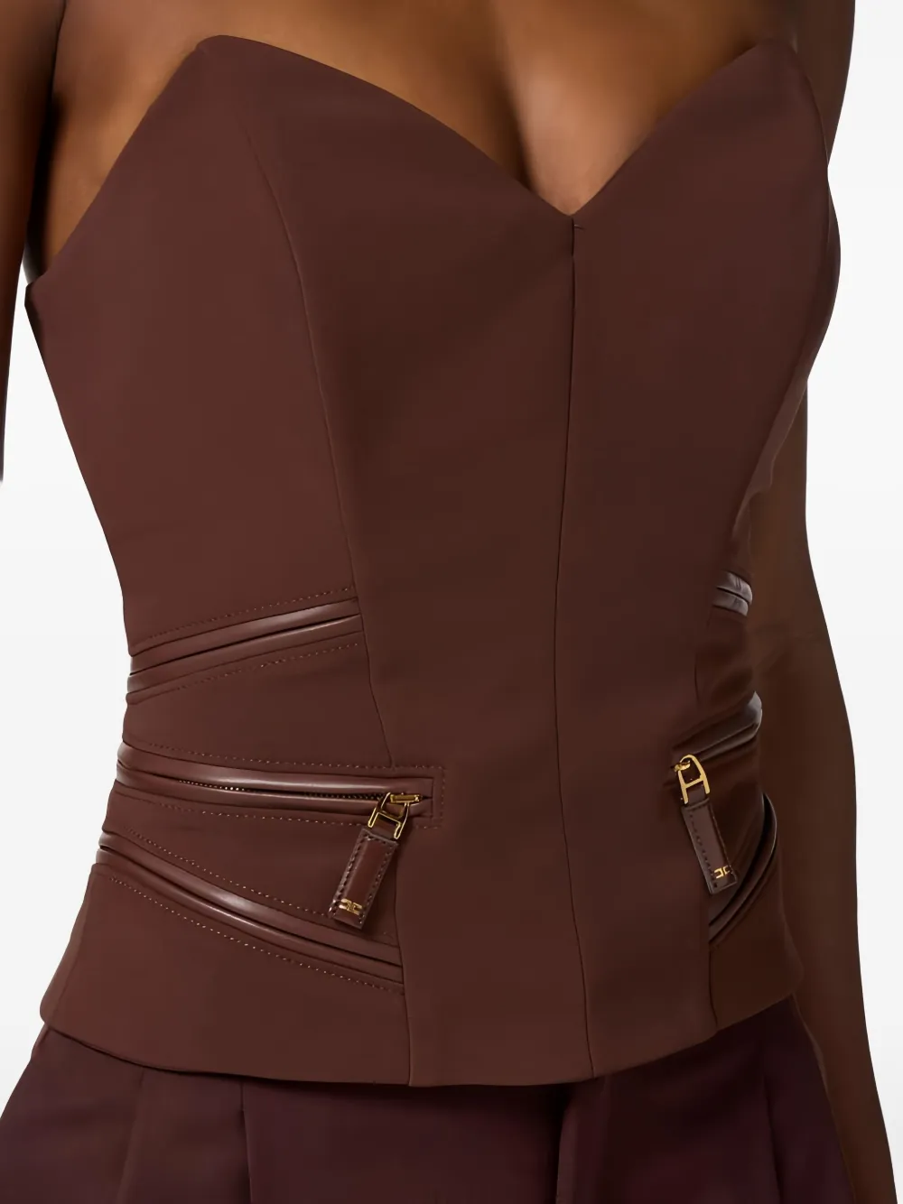 Elisabetta Franchi Bustier top met rits Bruin
