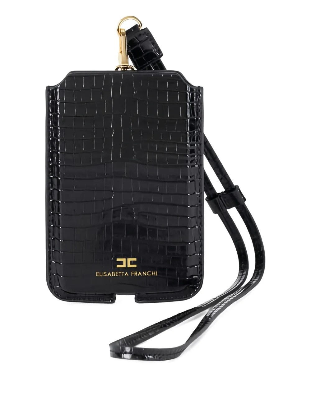 Elisabetta Franchi Crocodile-print Phone Case In Black