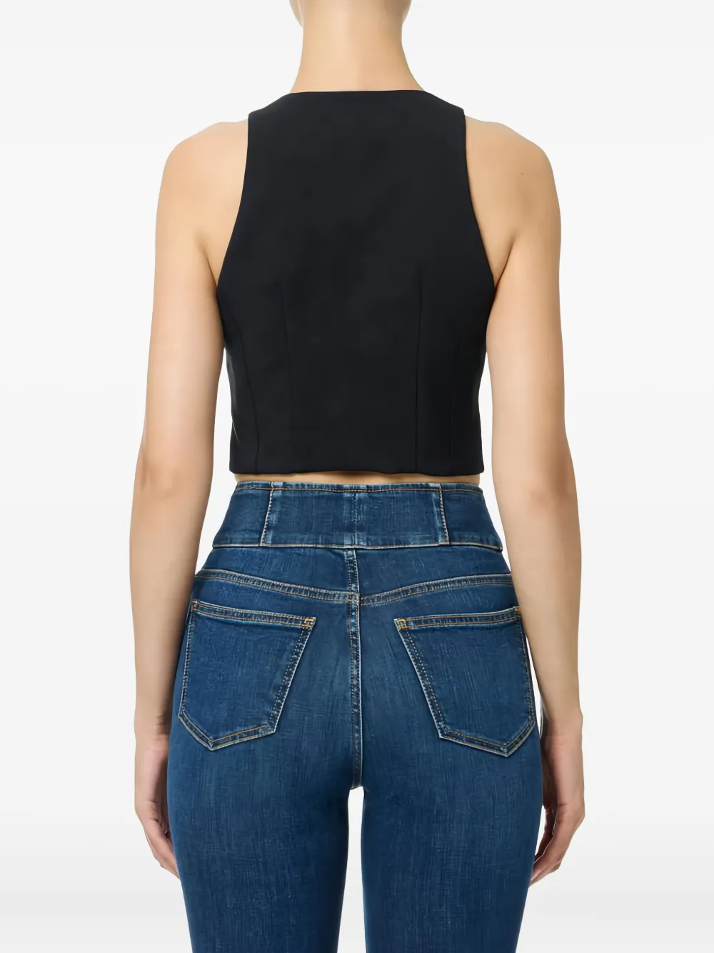 Elisabetta Franchi Cropped Zip-up Top In Black