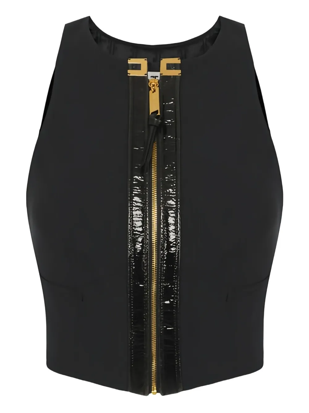 Elisabetta Franchi Cropped Zip-up Top In Black