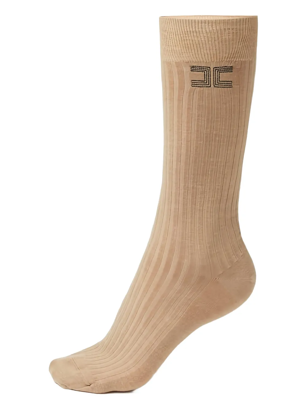 Elisabetta Franchi logo-detail ribbed socks | Neutrals | Image 1
