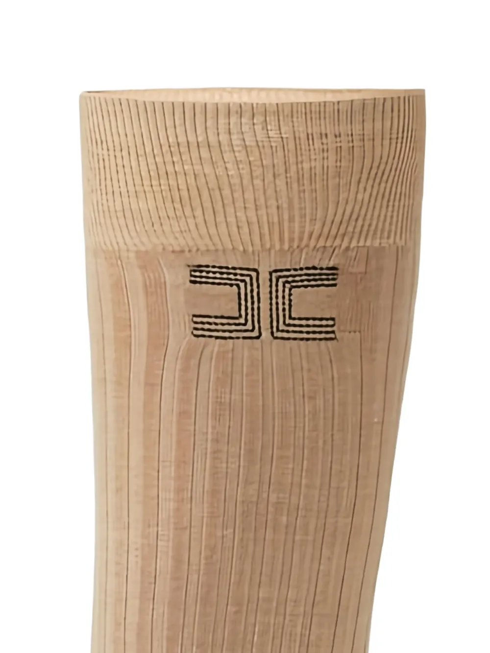 Elisabetta Franchi Geribbelde sokken met logodetail Beige
