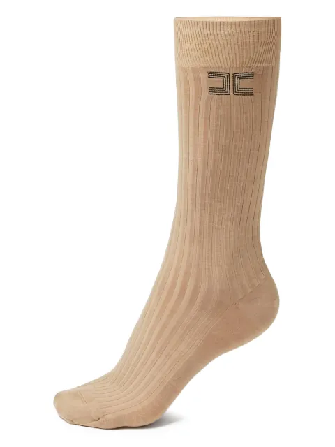 Elisabetta Franchi calcetines de canalé con detalle del logo