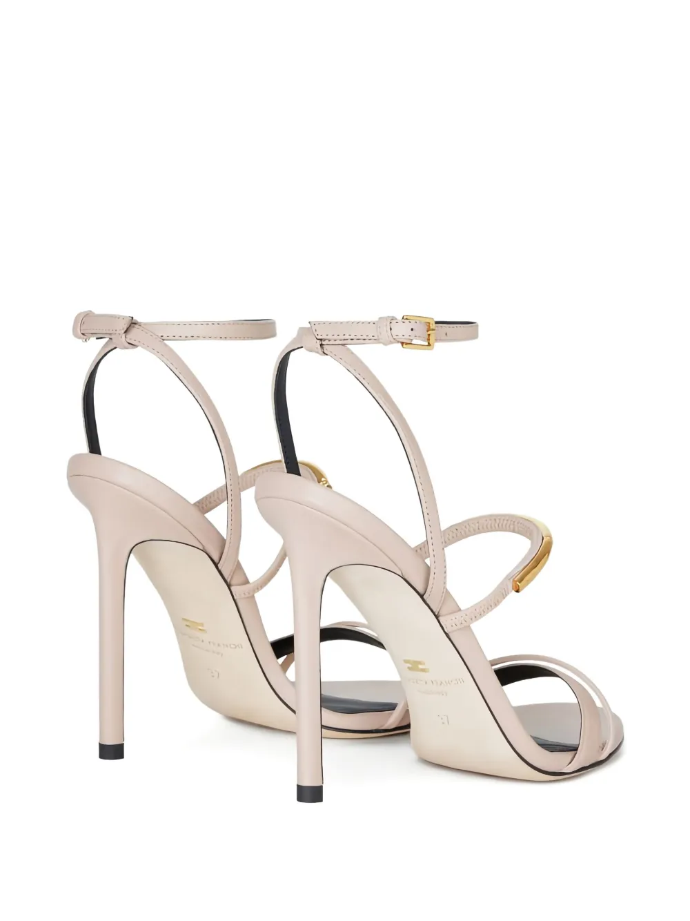 Elisabetta Franchi 105 mm leren sandalen met juwelen detail Beige