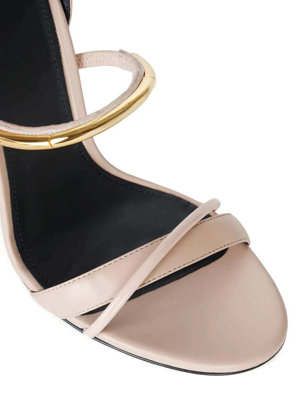 Elisabetta Franchi 105 mm leren sandalen met juwelen detail Beige