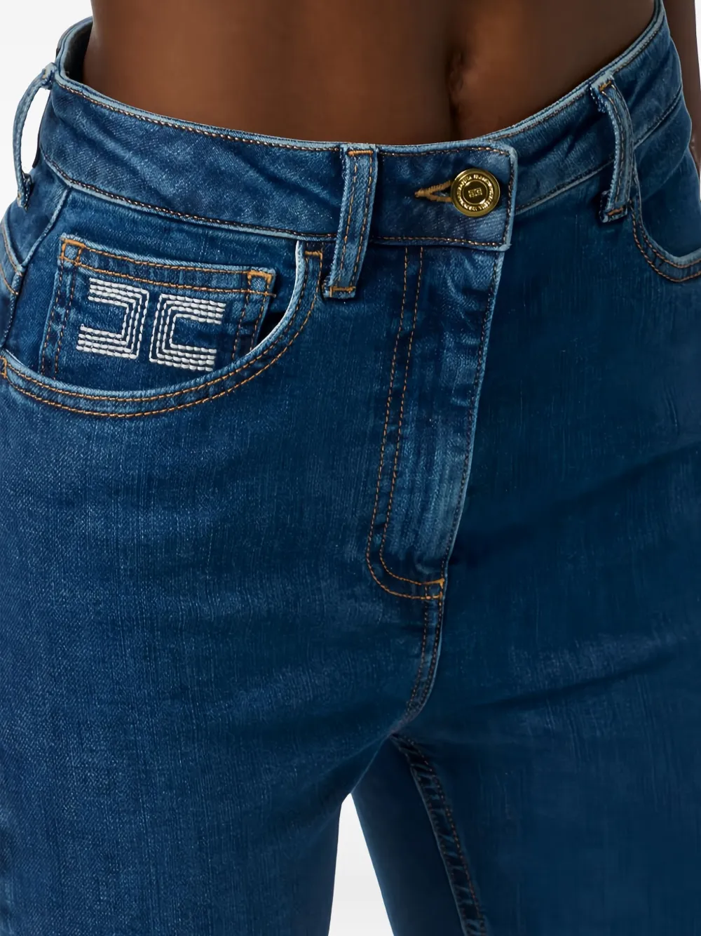 Elisabetta Franchi Jeans met logoknoop Blauw